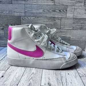 Nike Women's White and Pink High-Top blazer Sneakers
